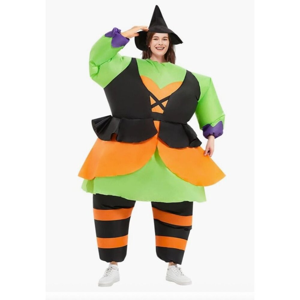 Inflatable Witch Costume For Adults Size L Halloween Cosplay Outfit With Hat